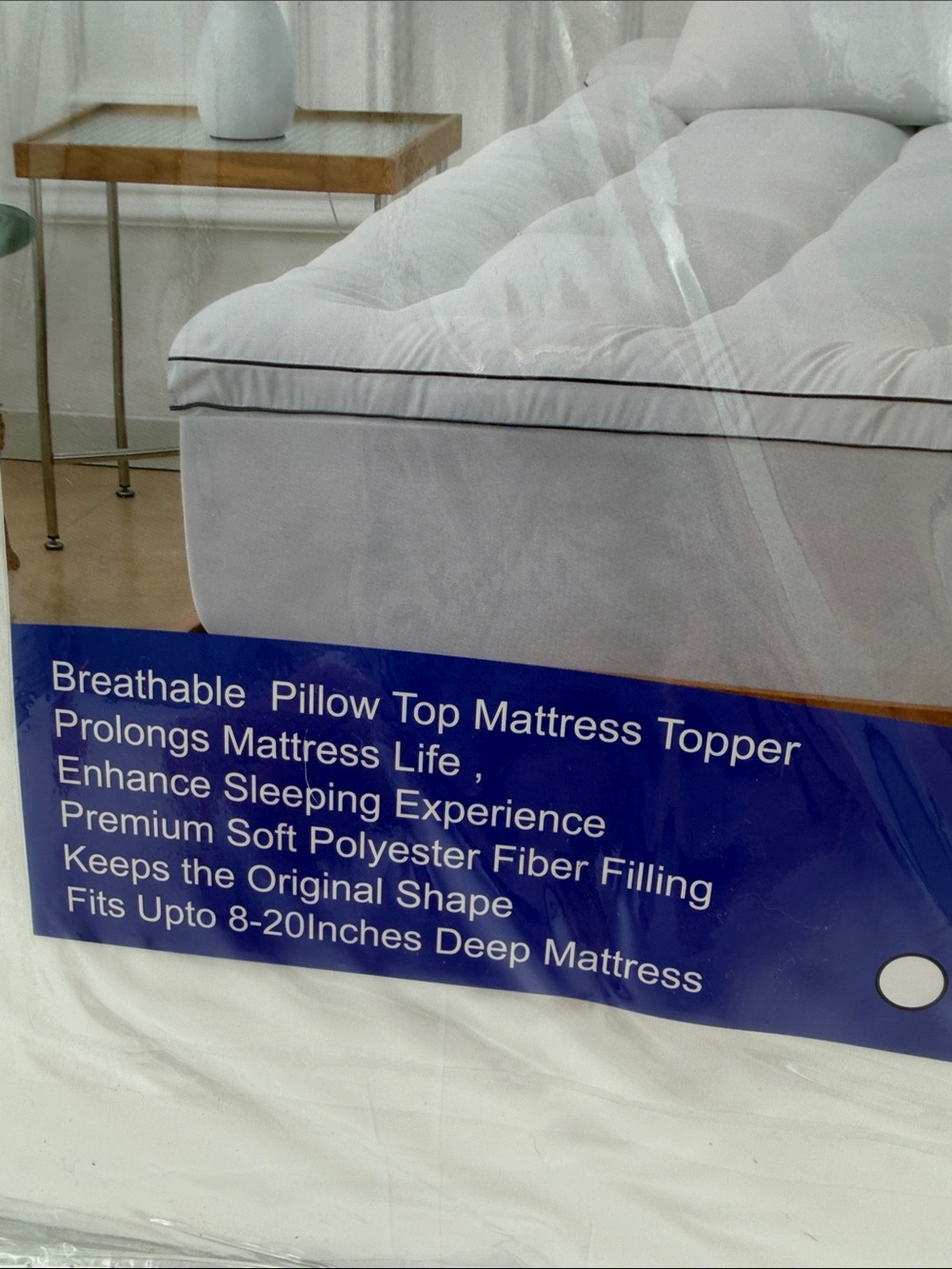 Ultra Soft Microfiber White Mattress Topper - Plush Pillow Top - Queen - Picture 3 of 5